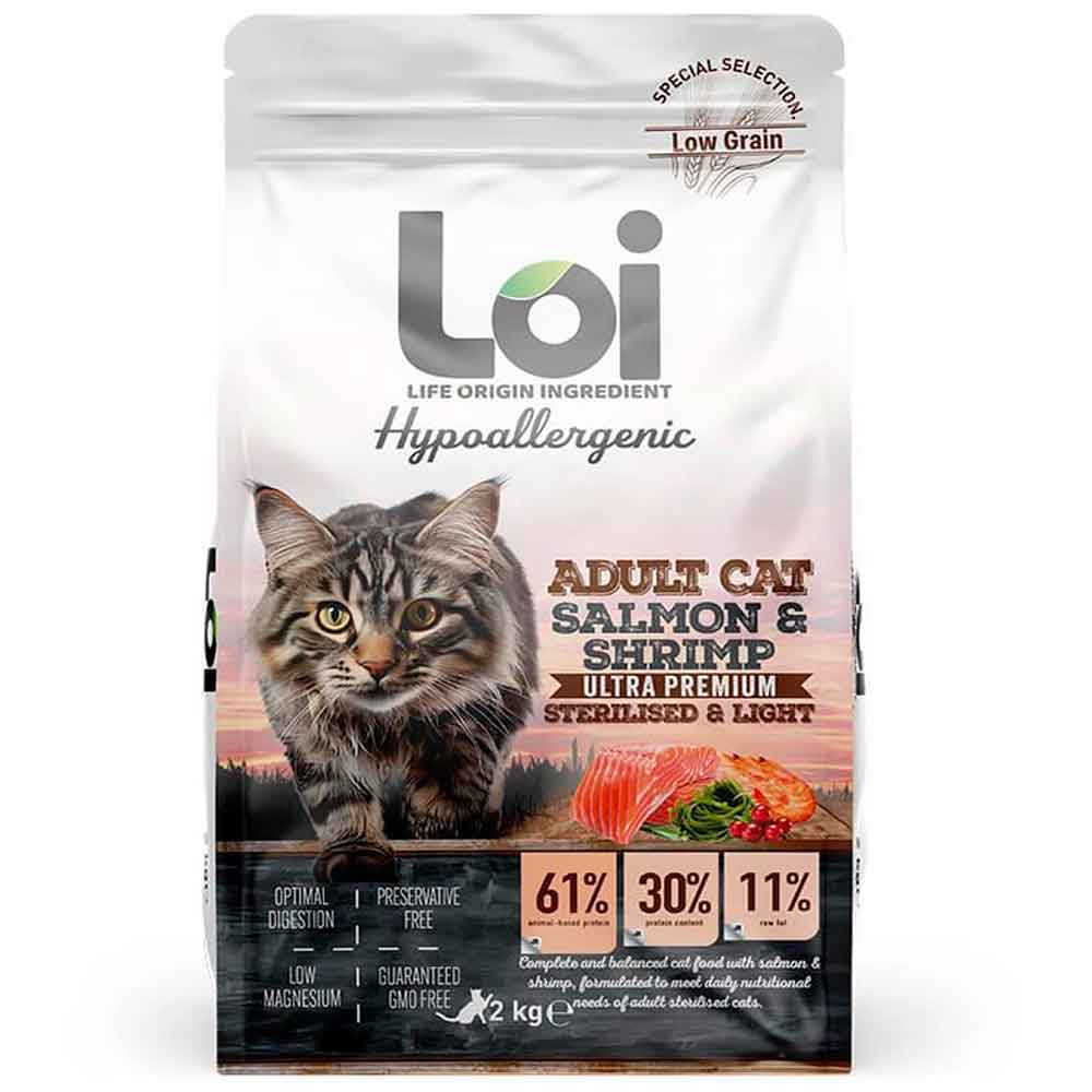 Loi Hipoalerjenik Sterilised Kısır Kedi Maması Somonlu ve Karidesli 2 Kg